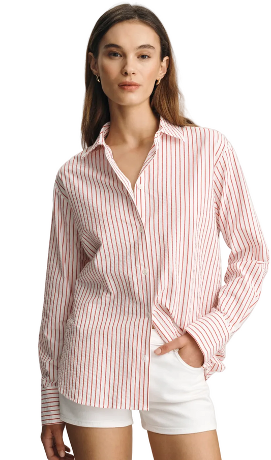 Striped Long Sleeve Shirt- Red