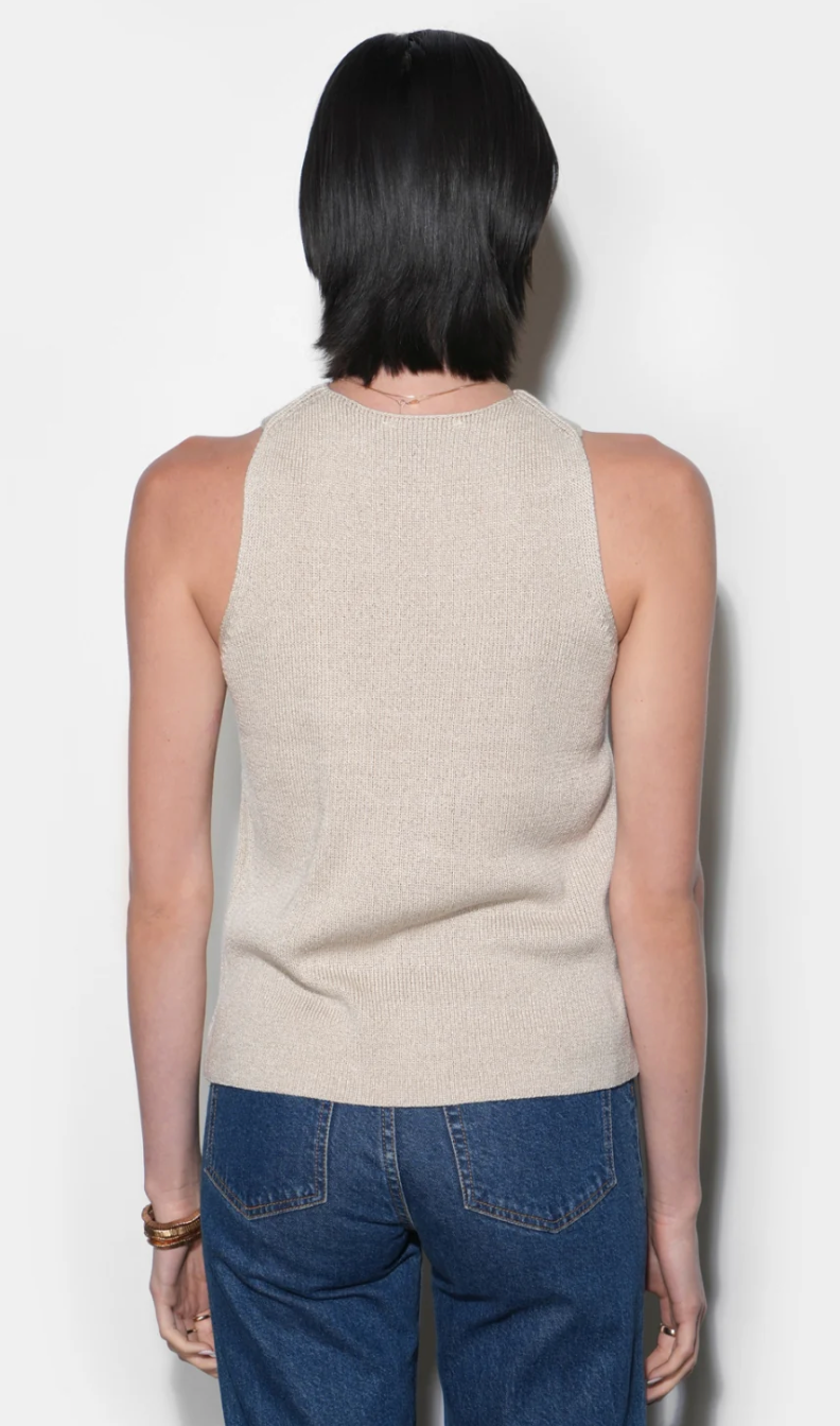 Ingrid Halter Knit Top- Linen