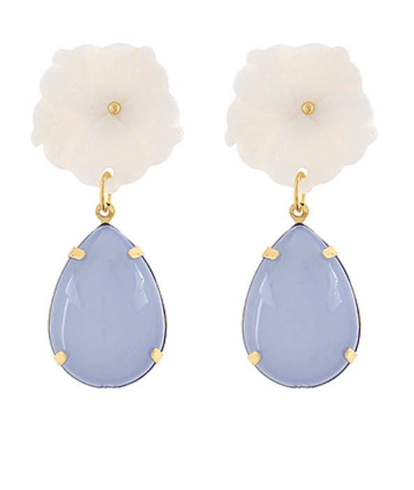 Mother of Pearl Flower Teardrop Earrings