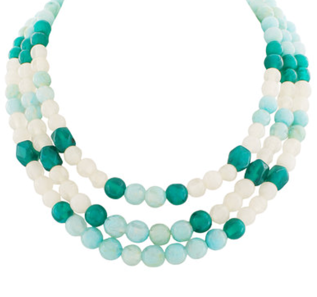 Layered Agate Ball Necklace- Turqoise