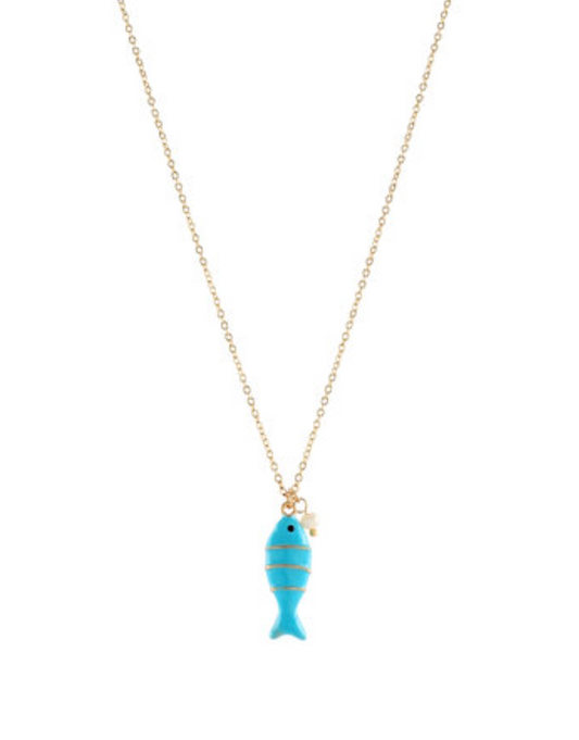 Color Coated Fish & Pearl Necklace