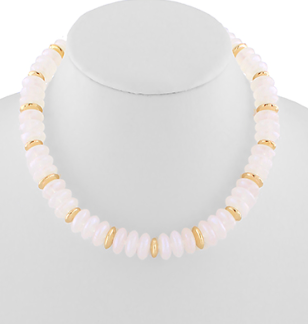 Marbleized Rondelle Stone Necklace