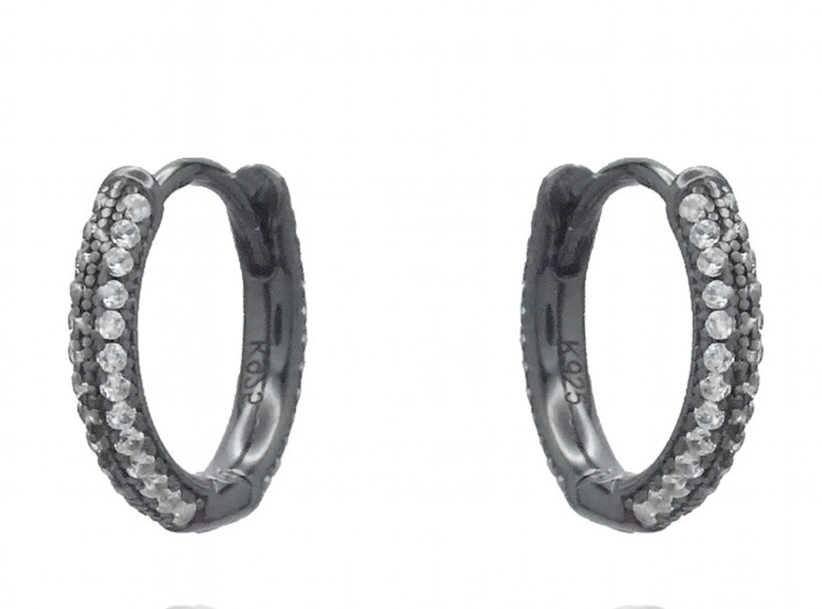 Small pave' huggie earrings