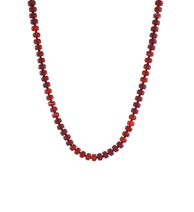 Marble Rondelle bead Necklace- Brown