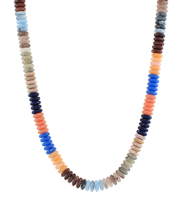 Wide Disk Marble Bead Necklace
