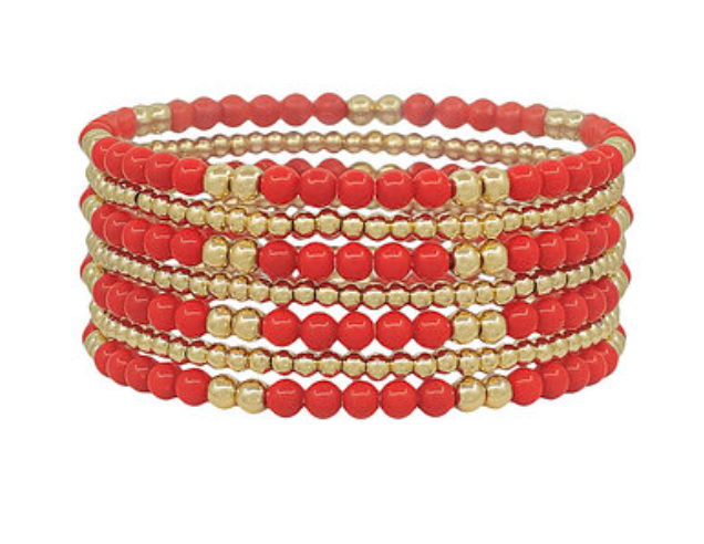 7 Strand Color Bead- Red