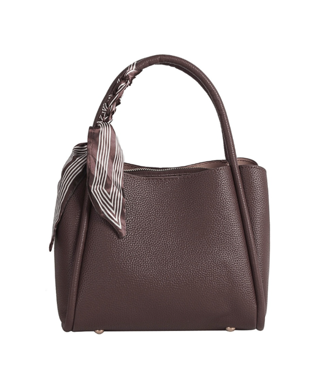 Scarf Accent Tote- Deep Brown