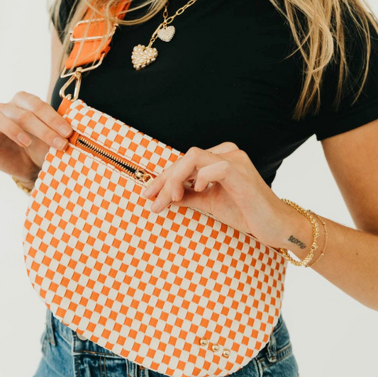 Westlyn Woven Bum Bag- Checkered Orange