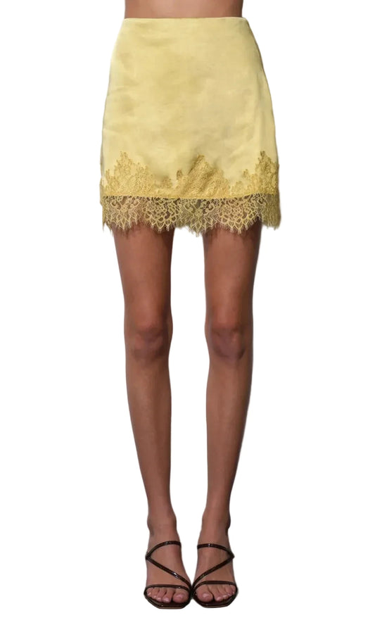 Sutton lace Hem Mini Skirt- Lemon