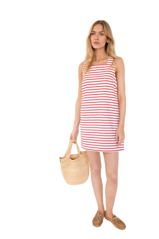 Presley Shift Dress- Red/White Stripe