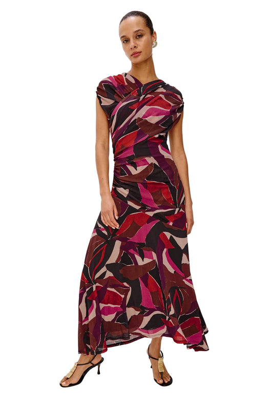 Vanya Faux Wrap Midi Dress- Paradise