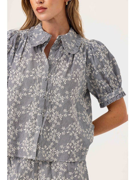 Lotus Shirt- Floral Embroidered