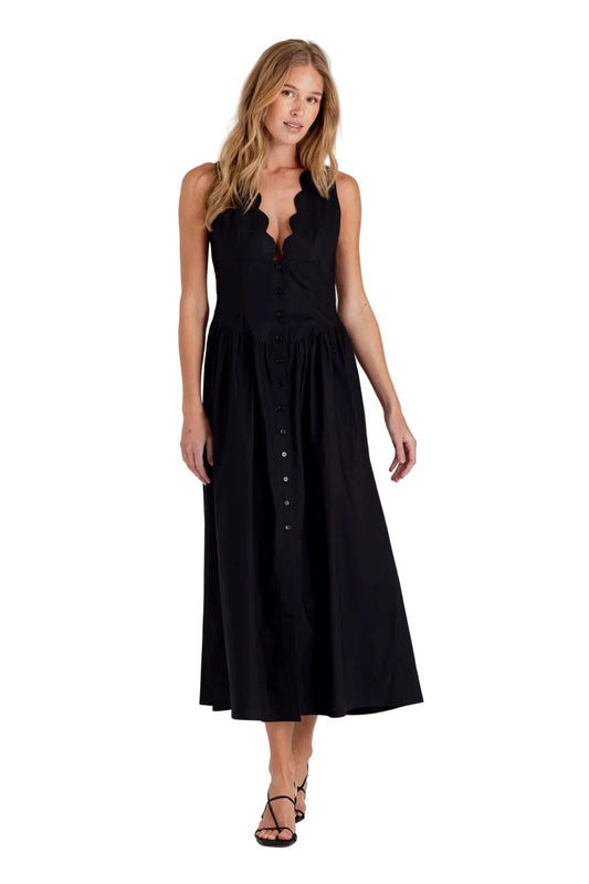 Sabrina Scallop Maxi Dress- Black