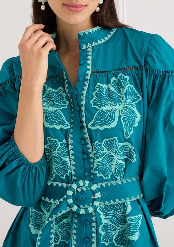 Lori-Anne Belted Mini Dress- Teal