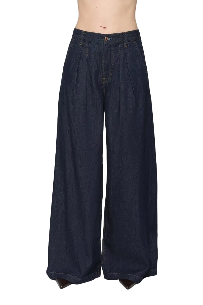 Delphine Pleated Wide Leg Jean- Force