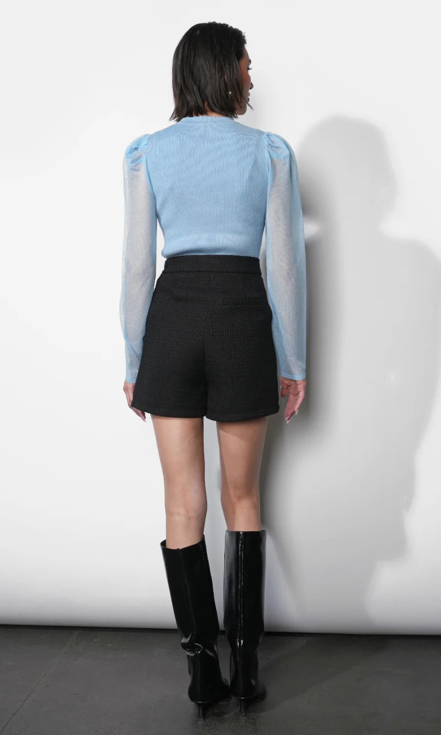 Honey Sheer Long Sleeve Sweater- Moonstone Blue