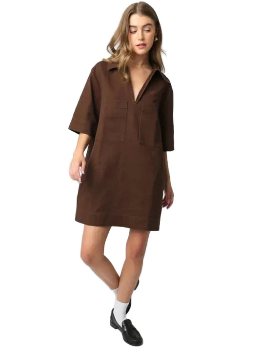 Lily Pocket Dress- Brown