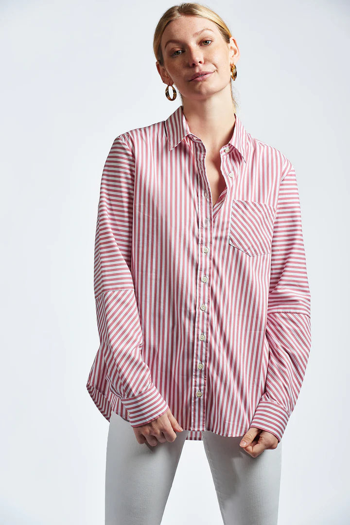 The Boyfriend Shirt- Red Stripe