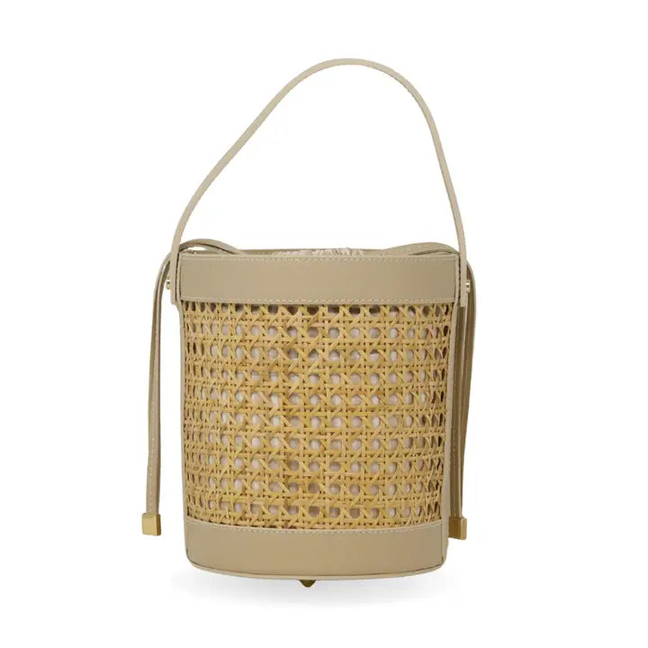 Leather & Cane Bucket Bag