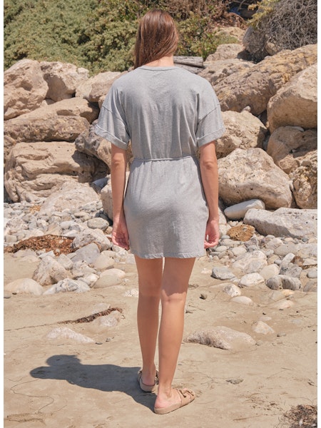Rolled Sleeve Dress- Heather Grey