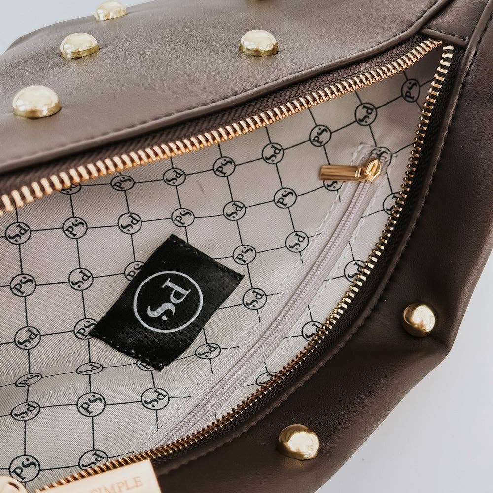 Gold Studded Westlyn Bum Bag- Brown