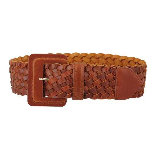 Braided Leather Belt- Tan