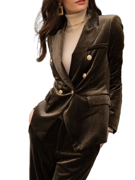 Women’s velvet blazer jacket front view