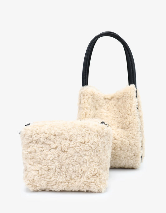 Hollace Mini Tote- Cream Shearling