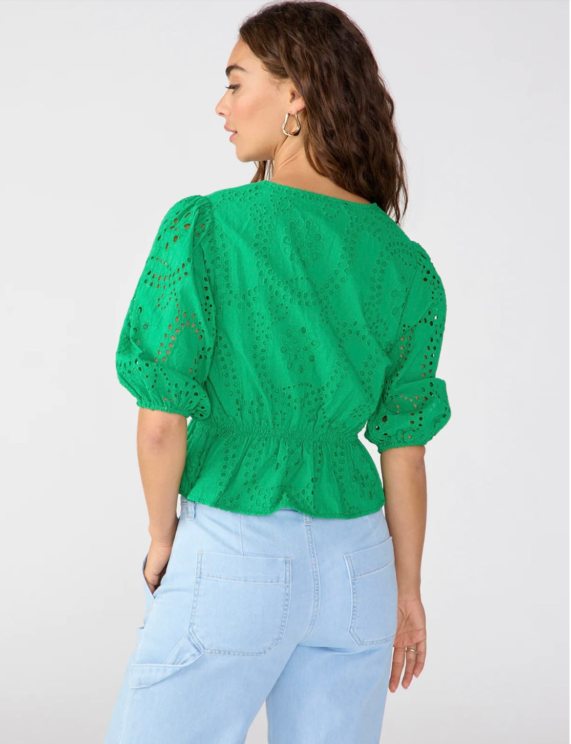 Eyelet Button Front Top