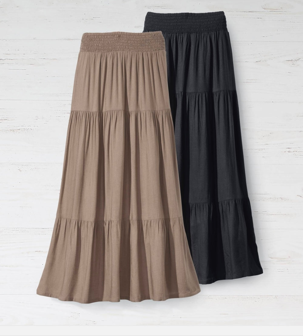 Smocked Waist Maxi Skirt