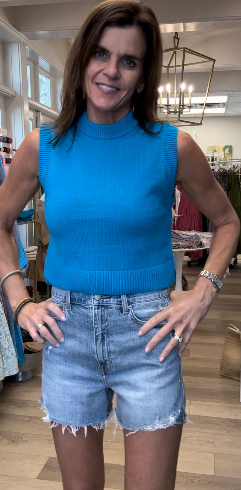 Mozart Sleeveless Vest- Blue Jewel