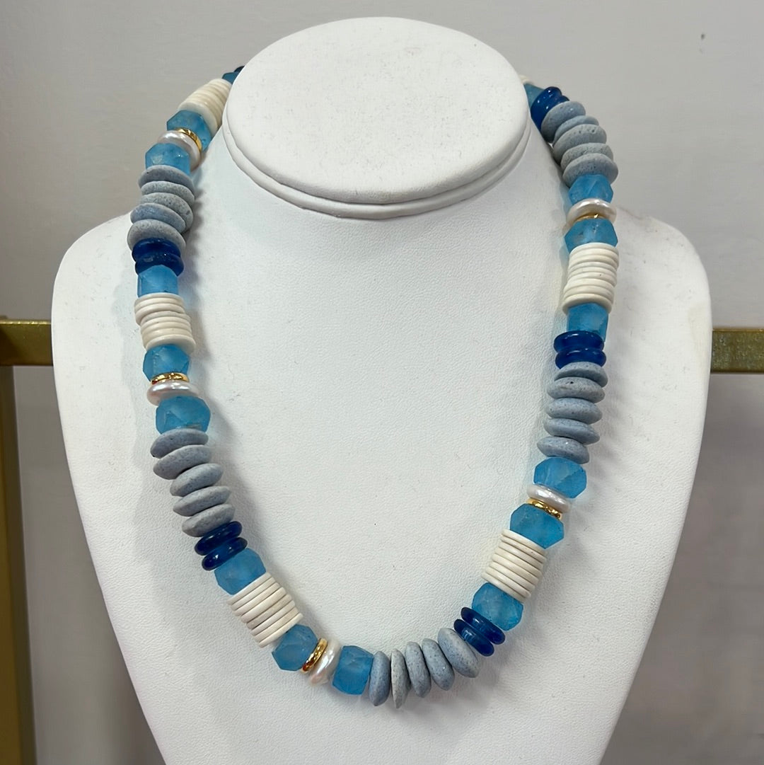 Ocean Bead necklace- Blue