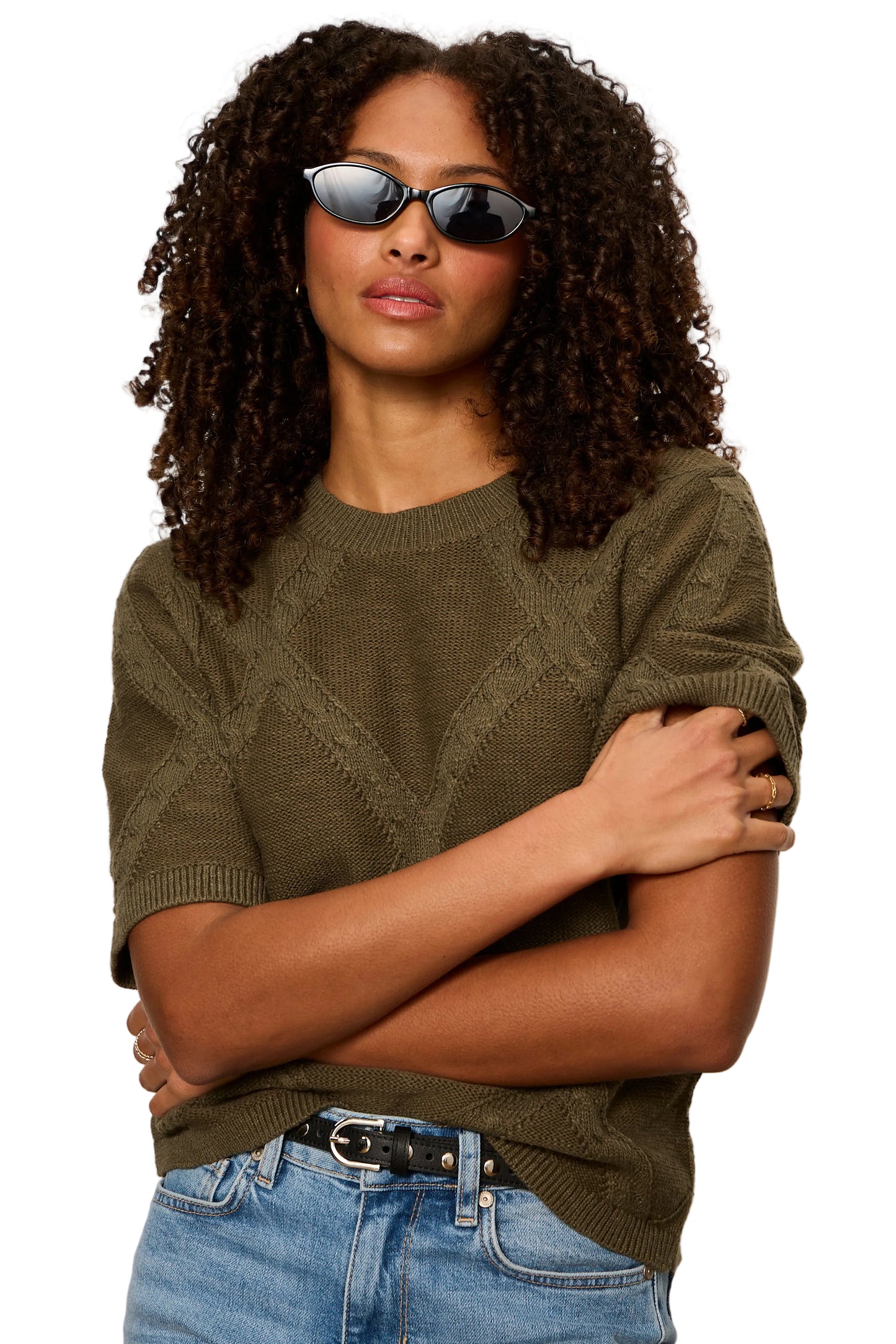 Diamond Short Sleeve Sweater- Kalamata