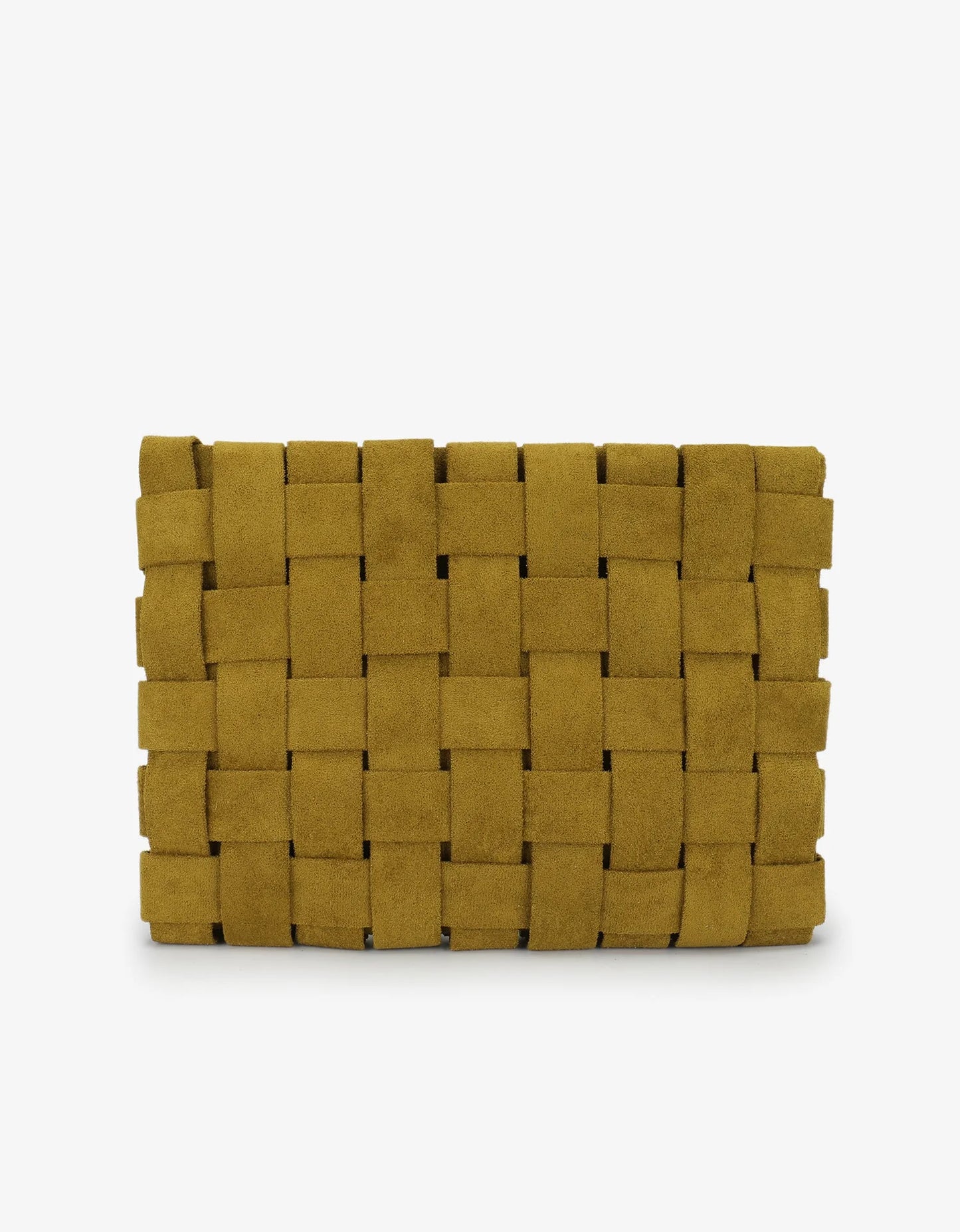 Lindy Woven Faux Suede Clutch- Chartruese