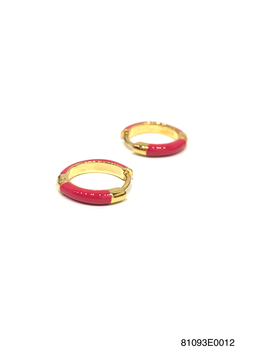 Zoe petite plain enamel huggie earrings- Magenta