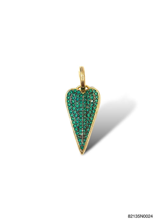Cora big heart charm- Emerald