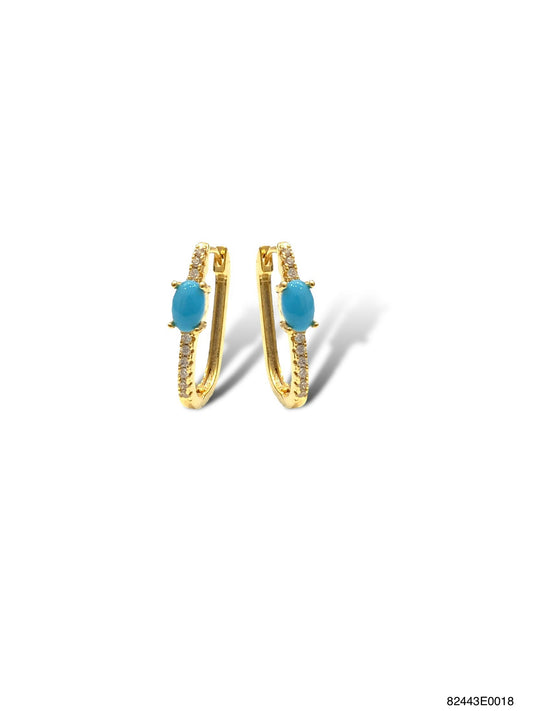 Naomi Oval Hoop- Turquoise