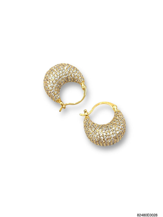 Selene Crescent Hoop- Clear/Gold
