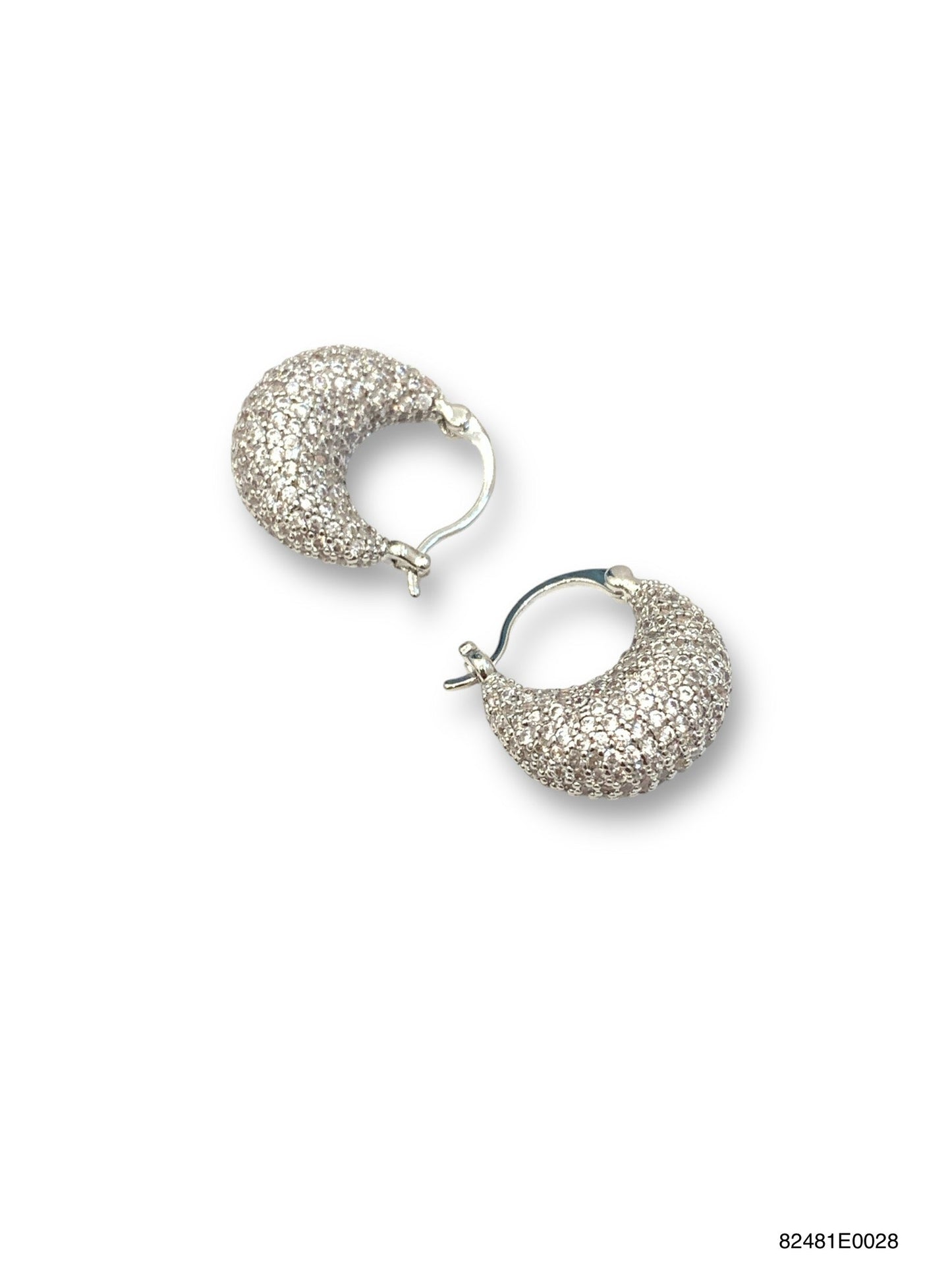 Selene Crescent Hoop- Clear/White Gold