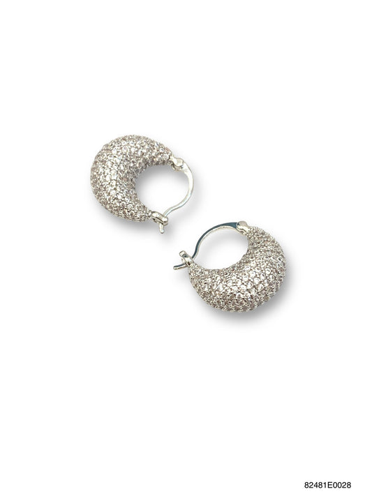 Selene Crescent Hoop- Clear/White Gold