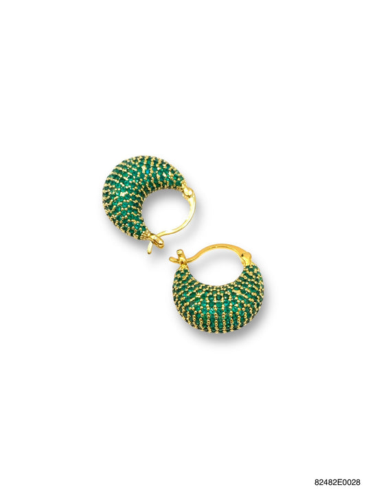 Selene Crescent Hoop- Emerald/Gold