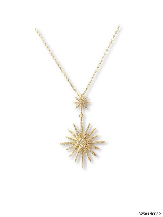 Theia (Goddess of light) two tier CZ short necklace- Gold