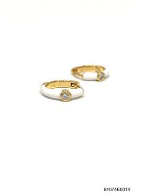 Zoe Enamel Huggie- White