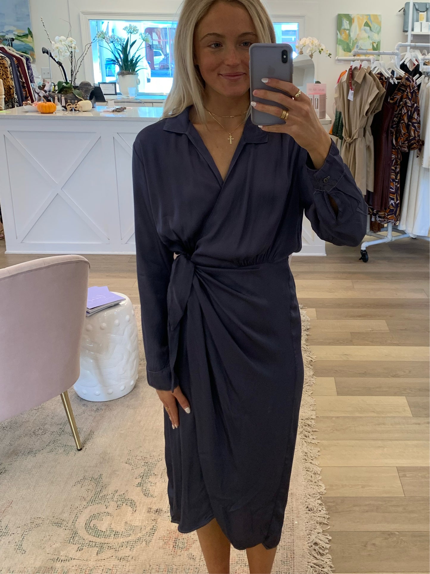 Jovie Wrap Dress- Steel Blue