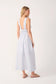 Blue Lurex Stripes Ruched Cotton Maxi Dress