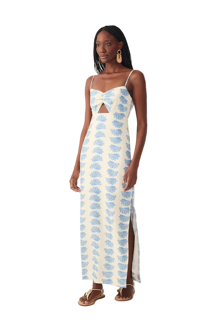 Off-white Aquarium Cut-out Sleeveless Linen Maxi Dress
