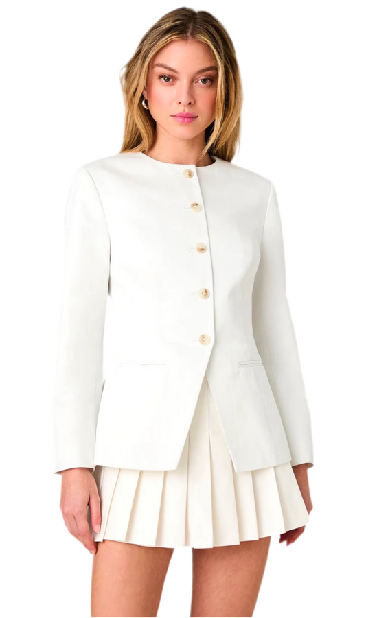 Sabine Twill Slim Fit Jacket- Summer White