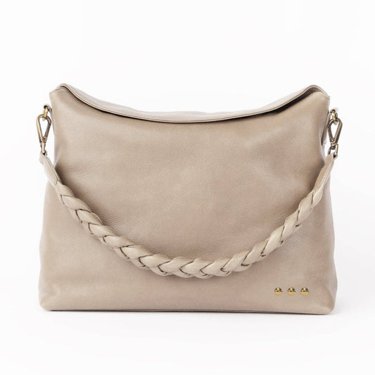Shay Pebbled Crossbody Bag: Taupe