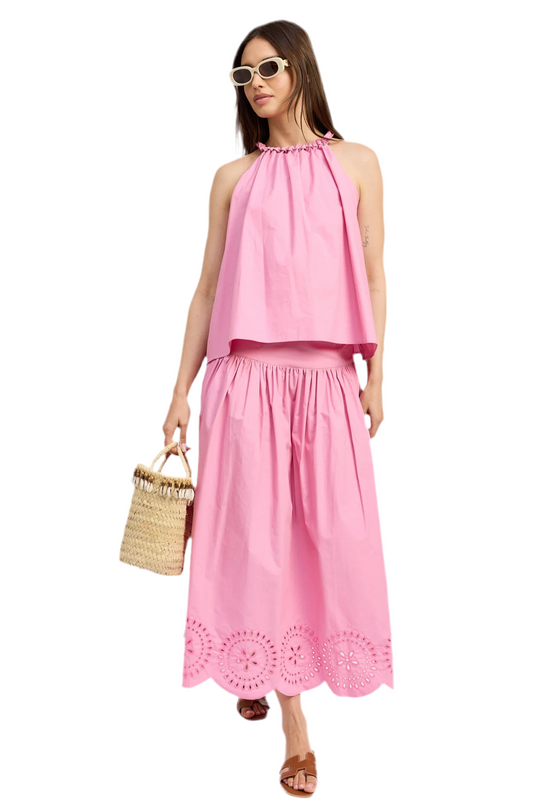 Peyton Midi Skirt- Fuchsia