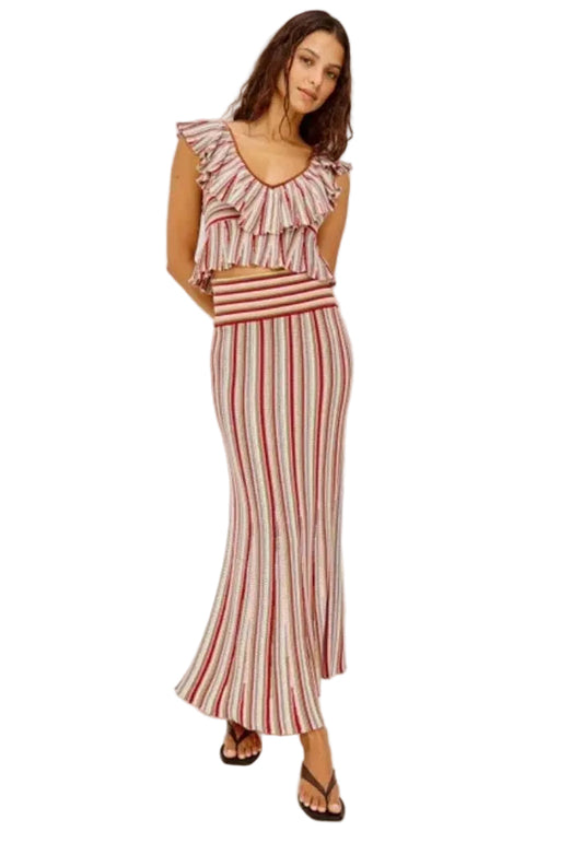 Nari Striped Midi Skirt- Havana Stripe